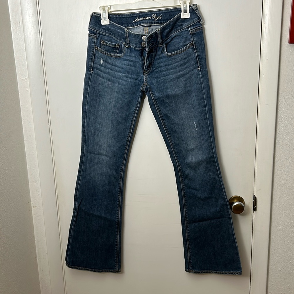 American Eagle Outfitters Dark Blue Wide Leg Jeans